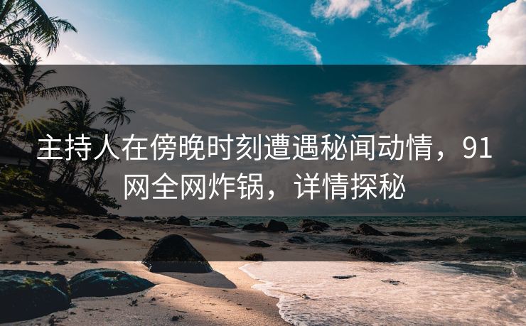 主持人在傍晚时刻遭遇秘闻动情，91网全网炸锅，详情探秘