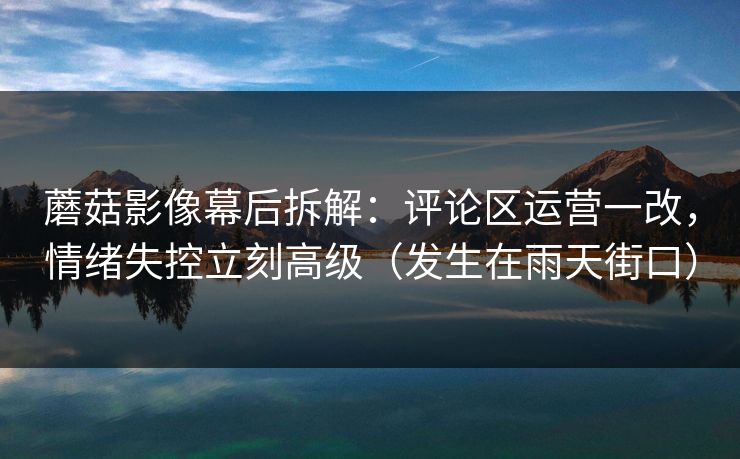 蘑菇影像幕后拆解：评论区运营一改，情绪失控立刻高级（发生在雨天街口）